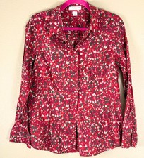 Coldwater Creek Pebble Dots Shirt Womens M(10-12) Red Career Workwear Office 754