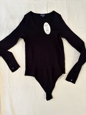 Scoop Long Sleeve Ribbed Bodysuit with Snap Closure Women's Size Large NWT
