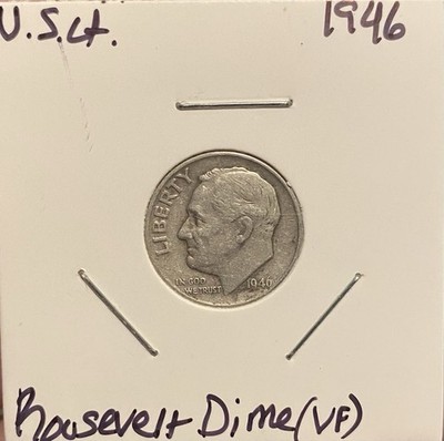 *1st YEAR OF MINT* 1946 Roosevelt Dime 10C Silver 0.900 Philadelphia  VF KM#195