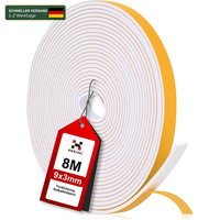 Dichtungsband Selbstklebend 9Mm X 3Mm Schaumstoff FüR TüRen Fenster Weiß 8 M