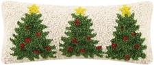 31TG461C05OB Christmas Trees Hook Pillow, Blown-In Filled, 12-Inch Width, Wool a