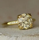 3.10 Ct White Diamond Art Deco Antique Vintage Wedding Ring 14K Yellow Gold FN