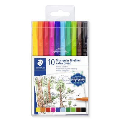 triplus broadliner Marker Pen for Drawing Drafting Journaling Pack of 10 Asso...