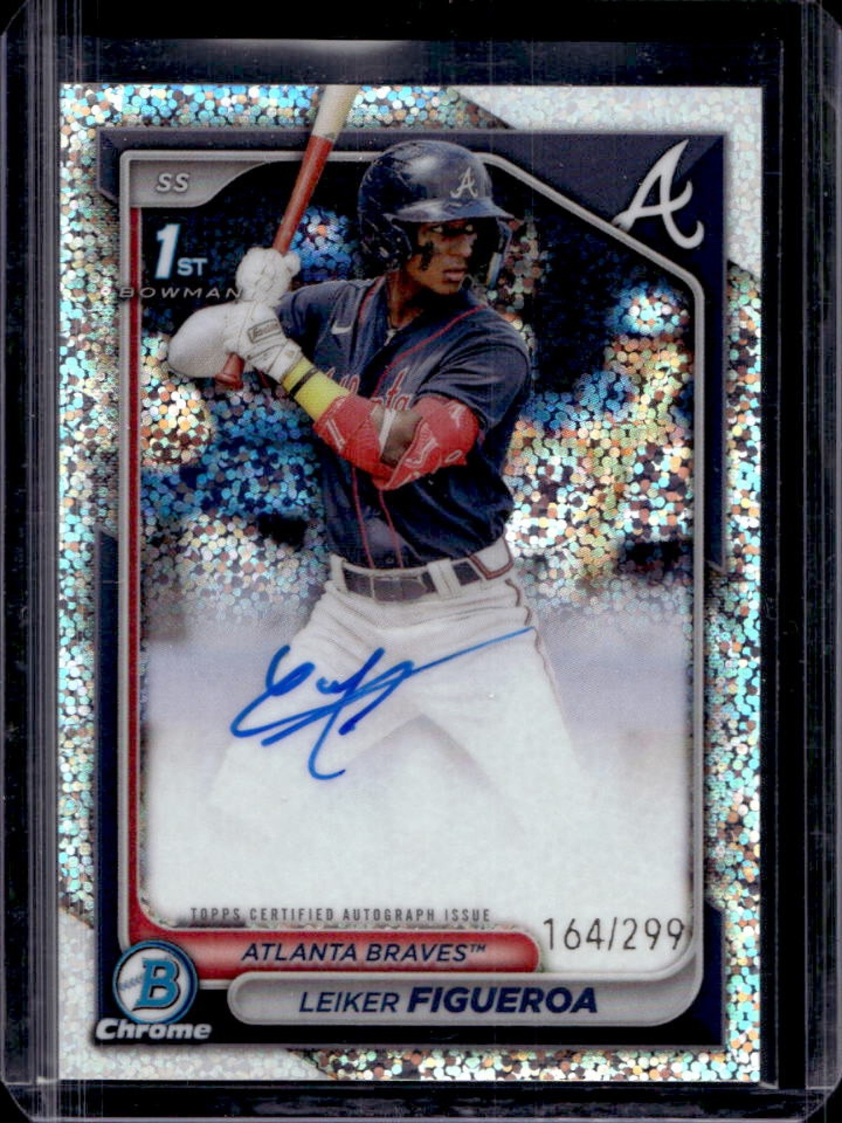 2024 Bowman Chrome Leiker Figueroa Auto Speckle Refractor 1st #/299 Braves