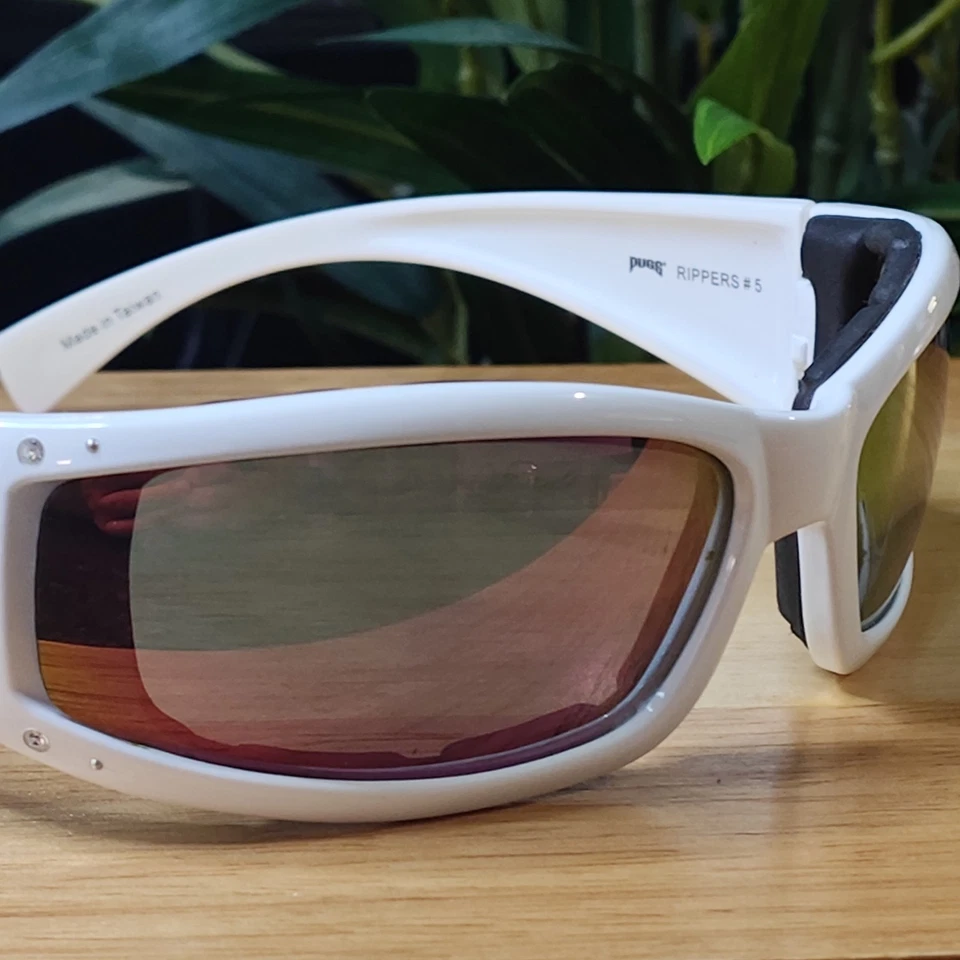 Мопсы мотоцикла солнцезащитные очки женщины Ripper #5 зеркальный объектив с белой оправой с подкладкой - Изображение 4 из 4
