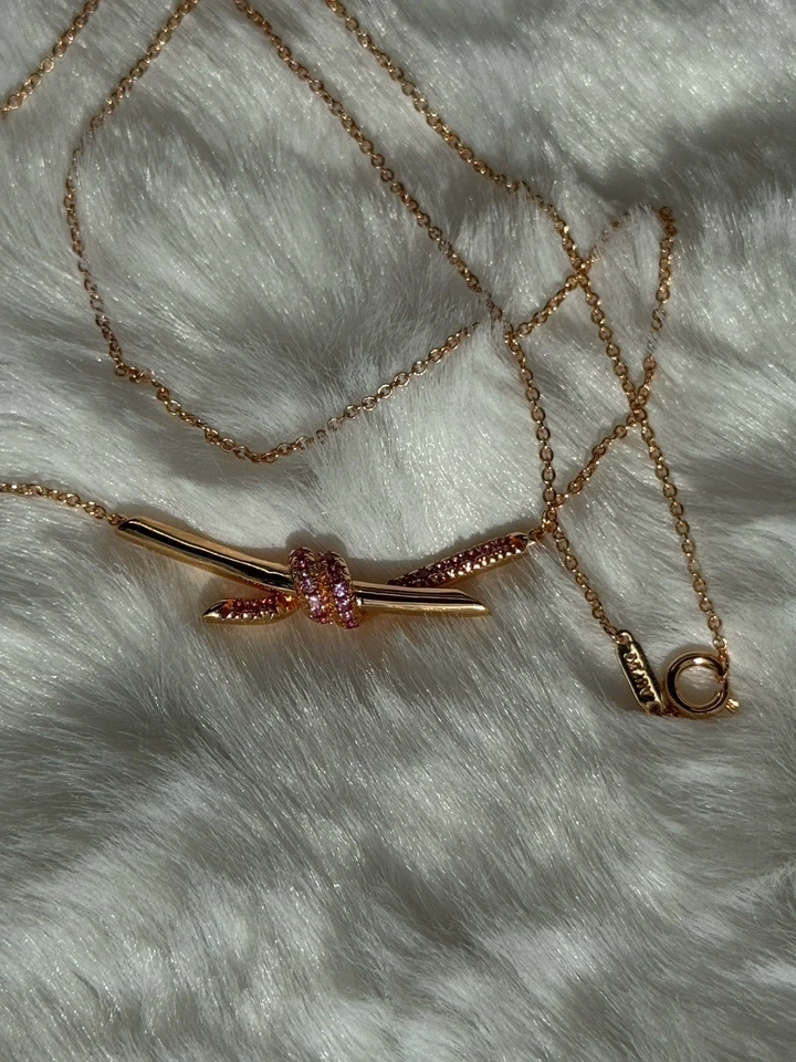 Colar folheado a ouro cristal rosa NDT - Imagem 3 de 4