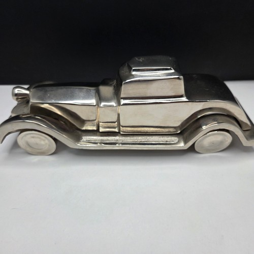 Unbranded Cast Metal Classic Car Sculpture Art Deco Vintage Style Silver 10.5"