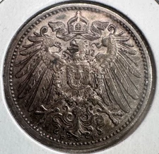 1911-F Germany Empire 1 Mark, XF Low Mintage! Better Date!