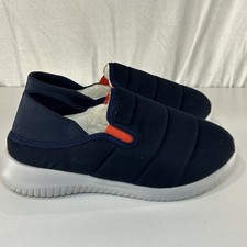 Lands End Men's Slippers Navy Quilted Puffer Sherpa Lined Comfort Size 11