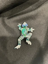 Liztech Frog Signed 2001 Artisanal Brooch Pin Signed