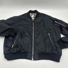 Gap Jacket Women s Size XL BLACK Full Zip Water Repellent Ribbed Hem Bomber