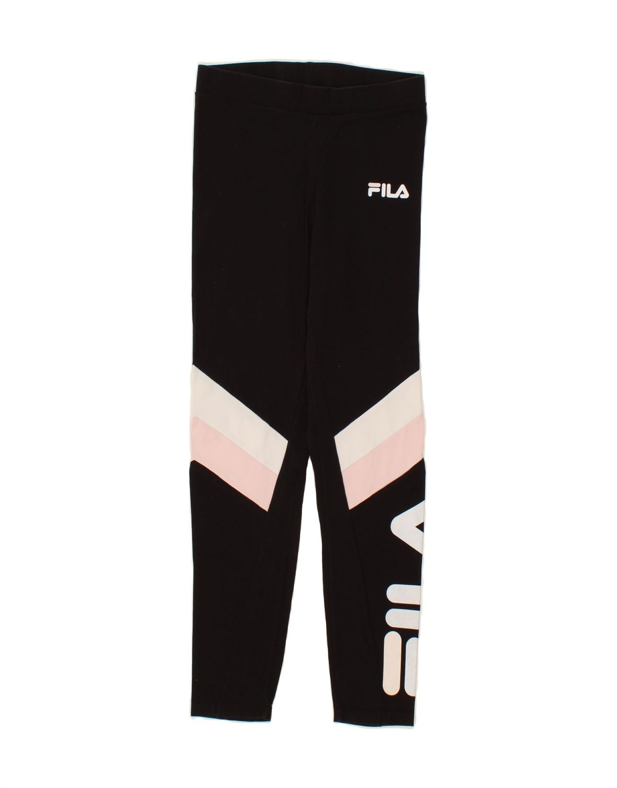FILA Leggings donna grafica UK 10 piccoli nero colorblock cotone HM08