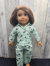Nightwear, Pant Style, Pajama's, Mint Green-Pandas    Slippers for 18" Dolls