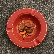 Poole Pottery Delphis Abstract Orange/Red Ashtray Dish 60s or 70s Free Postage