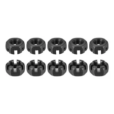 M10x1.25mm Slotted Hex Castle Nuts - 10 Pack Carbon Steel for Machinery Repair