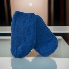 VTG Socks 80's Fuzzy Feet 70s Navy Blue Low Cut Acrylic Blend Size 7-9 USA