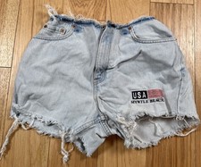 Vintage Levis 550 Jean Shorts Womens 8 Relaxed Cut Off Light Blue Myrtle Beach