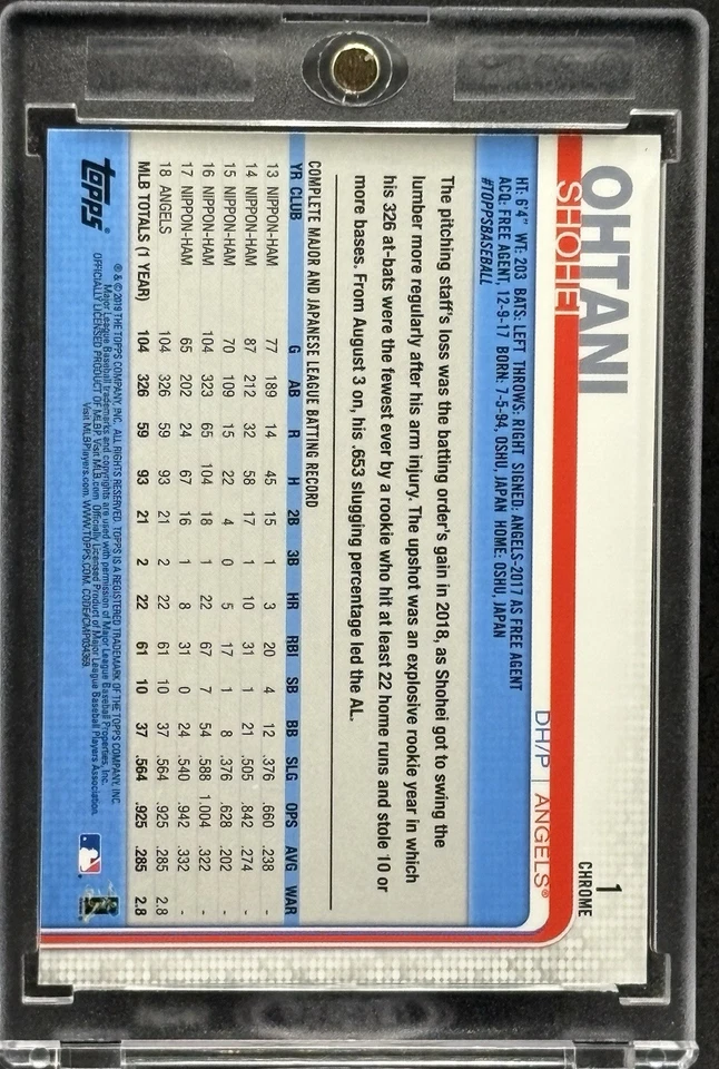 Shohei Ohtani RARE ROOKIE RC TOPPS CHROME INVESTMENT CARD MVP ANGELS MINT - Image 2 of 2