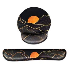 Ergonomic Black Small Mouse Pad with Wrist Rest and Keyboard Wrist Rest Set, ...