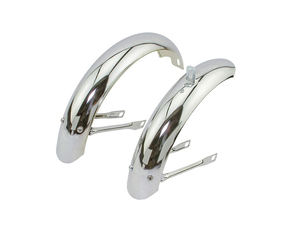 VINTAGE LOWRIDER 12" CLASSIC STEEL BICYCLE ADJUSTABLE CHROME FENDER SET.