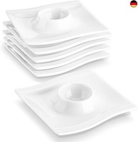 Malacasa Flora Eierbecher, 6Er Set Eierhalter Aus Porzellan, Stapelbar