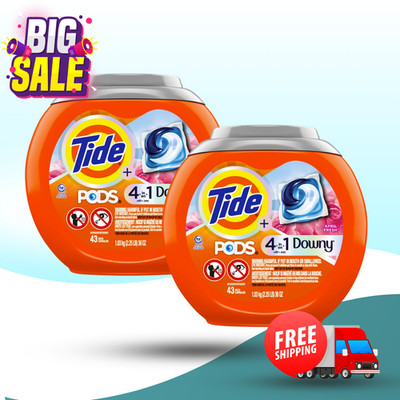 [HOT SALE] Tide PODS Laundry Detergent Pacs Downy Freshness 43 Ct 2 Pack 86 Pods