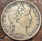 1908-D BARBER HALF DOLLAR USA 🇺🇸 HISTORIC SILVER COIN 🔥