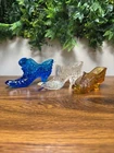 Glass Hobnail Amber Cobalt Clear Shoe Slipper Lot Of 3