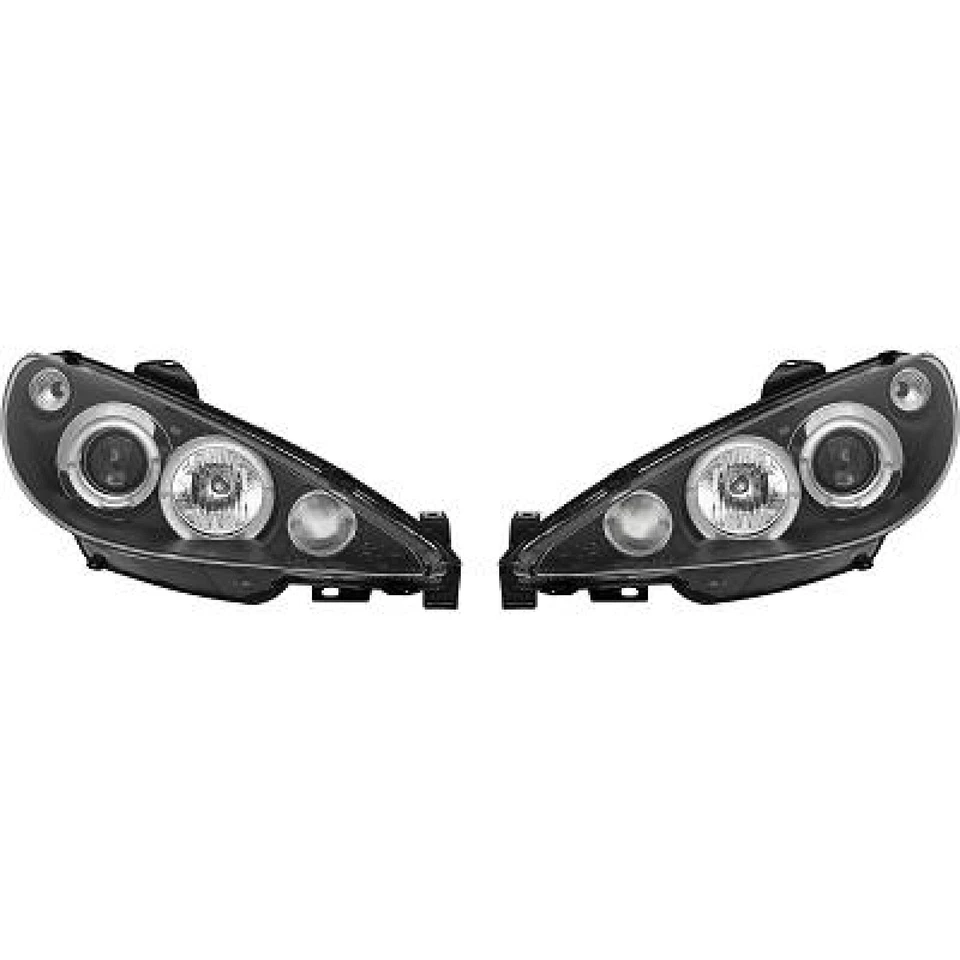 DIEDERICHS TUNING H1 SCHEINWERFER SATZ KLARGLAS SCHWARZ passend für PEUGEOT 206 - Bild 2 von 3