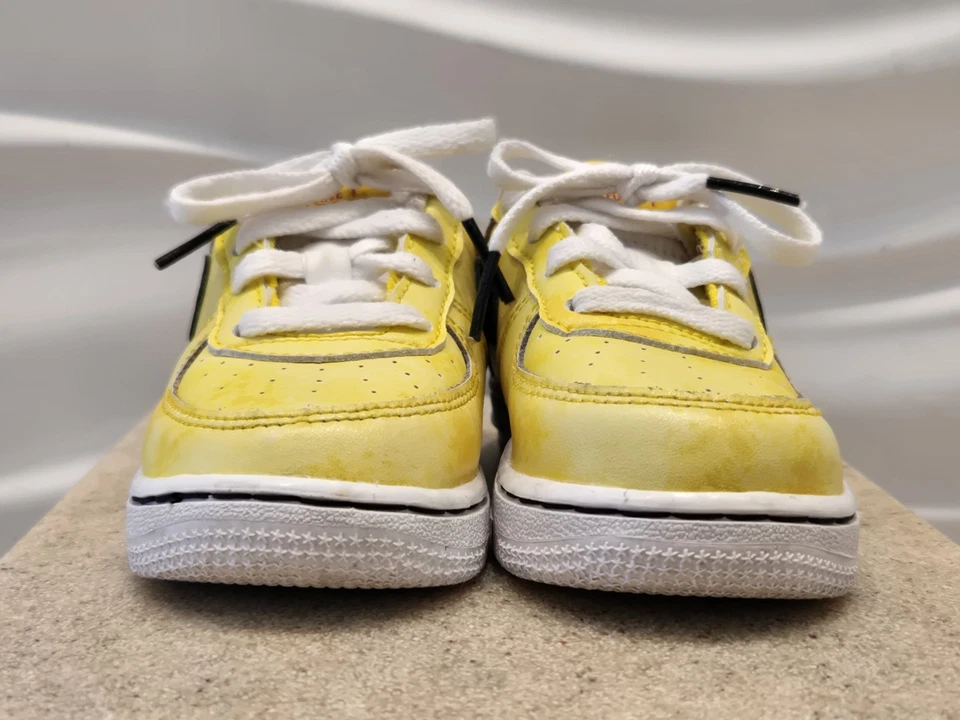 Toddler Shoe Size 7C Sneakers Nike Air Force 1 Peace Love Yellow Basketball Gift - Image 4 of 4