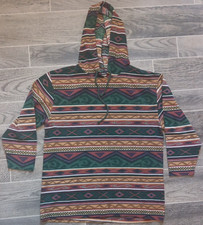 Vintage Basic Editions Mens Medium Multicolor Aztec Lightweight Hoodie USA Made