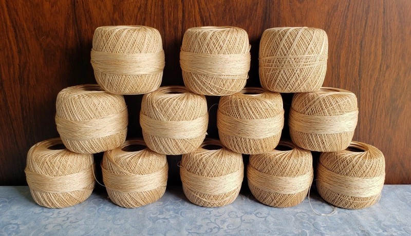 Vtg LOT 12~Coats Cotton Tatting Thread~All Size 30 ECRU 325 yd ea~tan lt brown