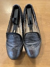 Prada Silver Leather / Glitter Flats Size 37