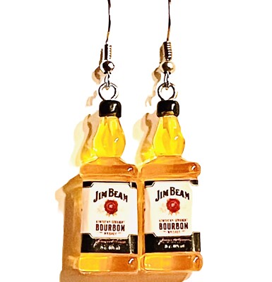 3D Drinks Alcohol Beer Liquor Bourbon Gin Rum Fun Party Bottle Earrings   +BAG