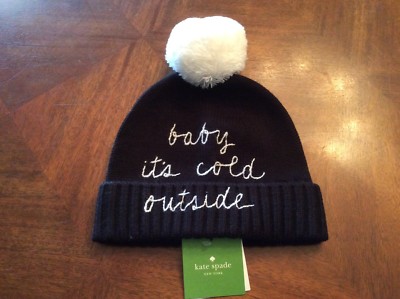 NWT Kate Spade New York Womens Baby It's Cold Outside Beanie Black/Cream RARE!