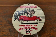 Vintage 1948 New Ulm, MN Exchange Club Pushmobile Automobile Derby Cardstock Pin