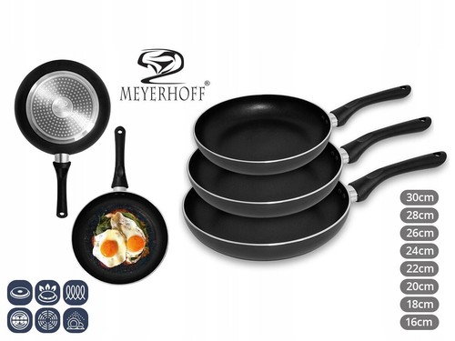 Non Stick Frying Pan Marble Granite Coated Black For Gas Electric Induction UK - 第 6/59 張圖片