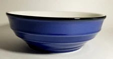 Stoneware Bowl Salad Fruit Signed Levino Country Creek Blue Heavy 2 1/2 lbs 9"