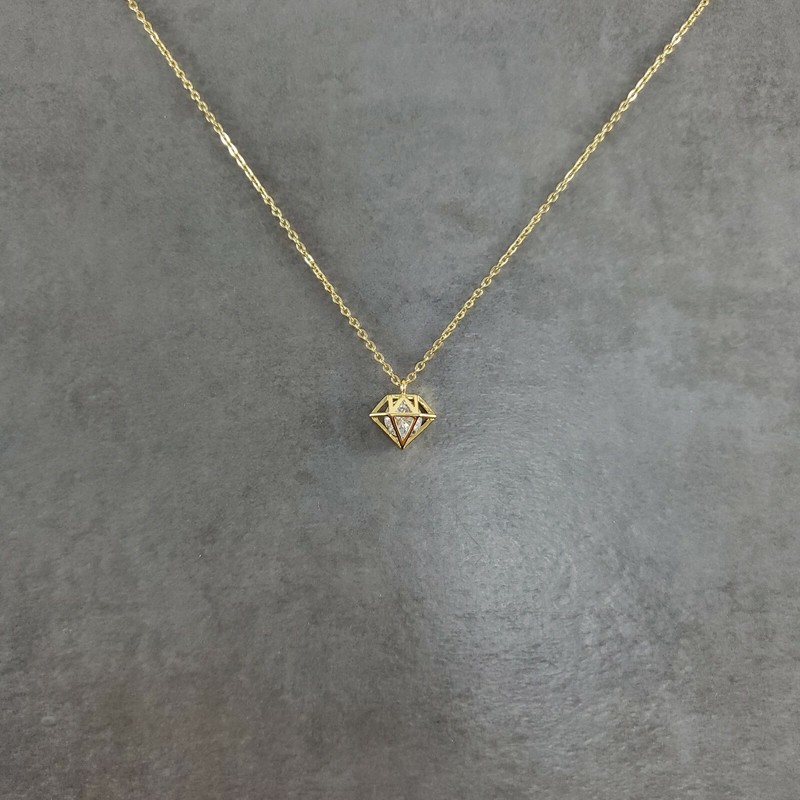 Geometric Cone Gold Plated Necklace Fashion Trendy Karma Good Luck Polygon - Product main view