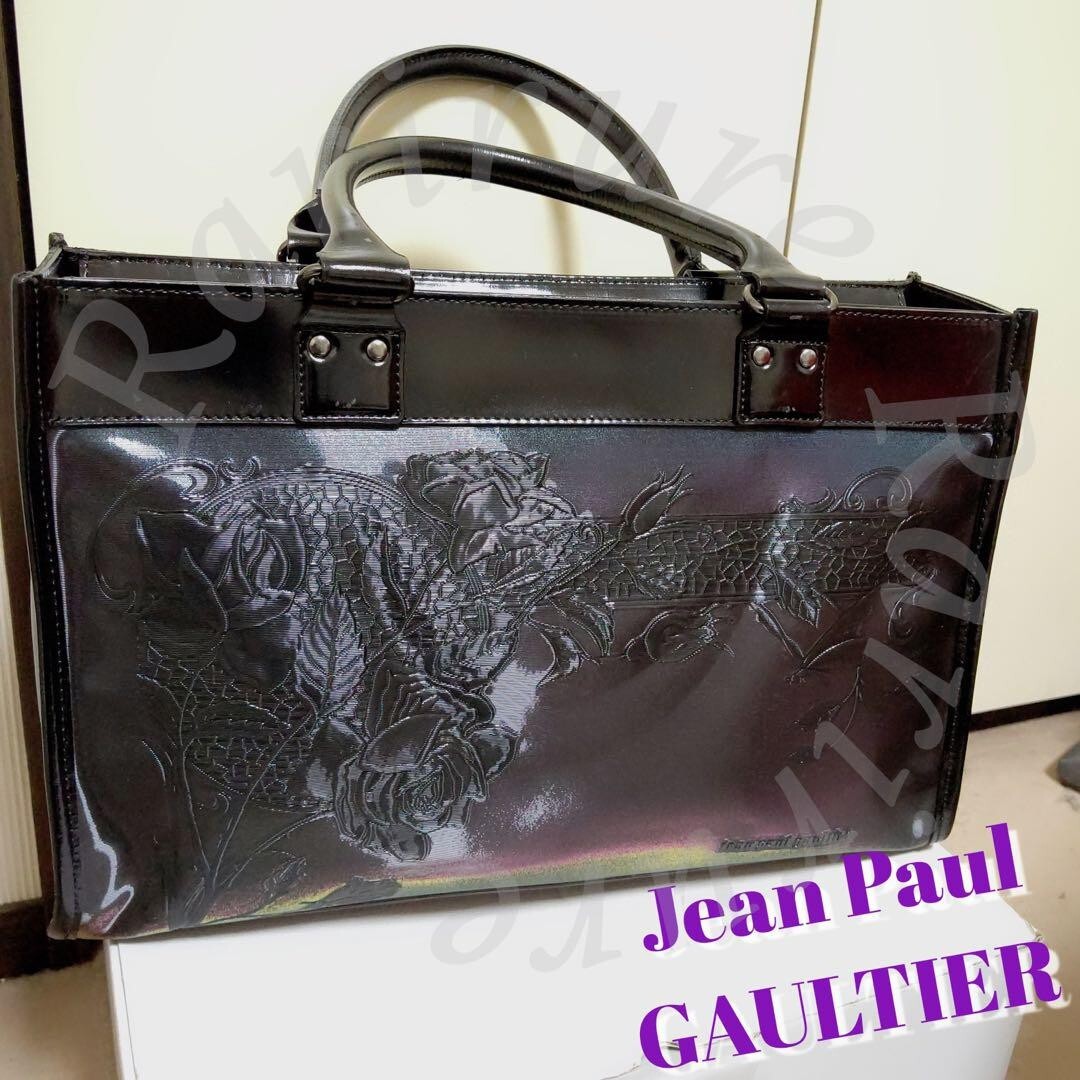 Jean Paul Gaultier V Cyber ​​New Rose Black Leather Hand bag Tote