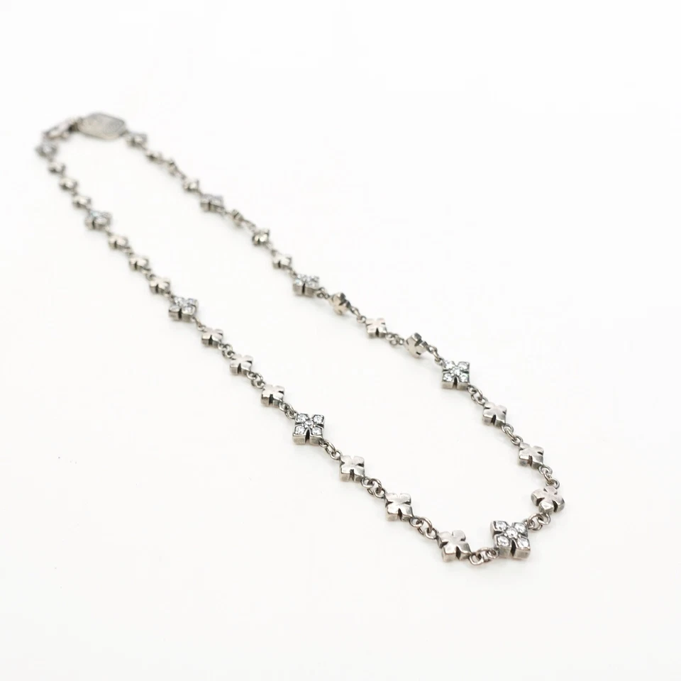 Collar de cadena cruzada MB King Baby 3 plata 1 patrón de circonita cúbica plata .925 Foto 3 de 4