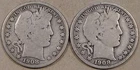 1908 + 1908-D Barber Half Dollars 50c as Pictured