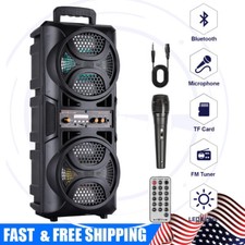 Dual 6.5" Bluetooth Speaker Portable Party Speaker DJ System LED Woofer FM LED