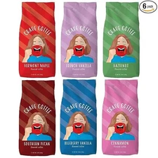 Crave Beverages Ground Coffee Bags 10 oz each, Flavored Variety Coffee, 6 bags