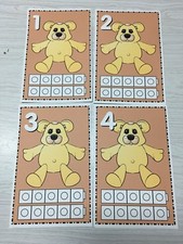 Teddy Bears Laminated Unifix Ten frame Set - teaching supplies