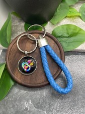 5" Stainless Steel Pride Symbol Theme Charm Wristlet Leather Keychain New A3643