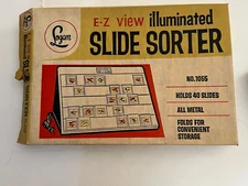 Vintage Logan E-Z View Illuminated Slide Sorter No. 1055  40 Slides Original Box