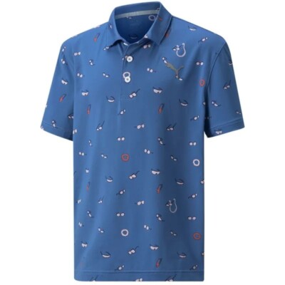 Puma Big Boys MATTR Sunnies Fashion Polo Shirt 534340-02 Bright Cobalt Large $40