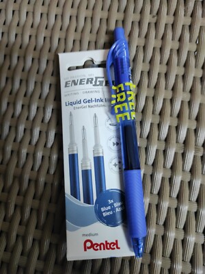 3 x Pentel Energel Ersatzmine blau LR7-C Metal-Tip 0,7mm mit Tintenroller BL 107