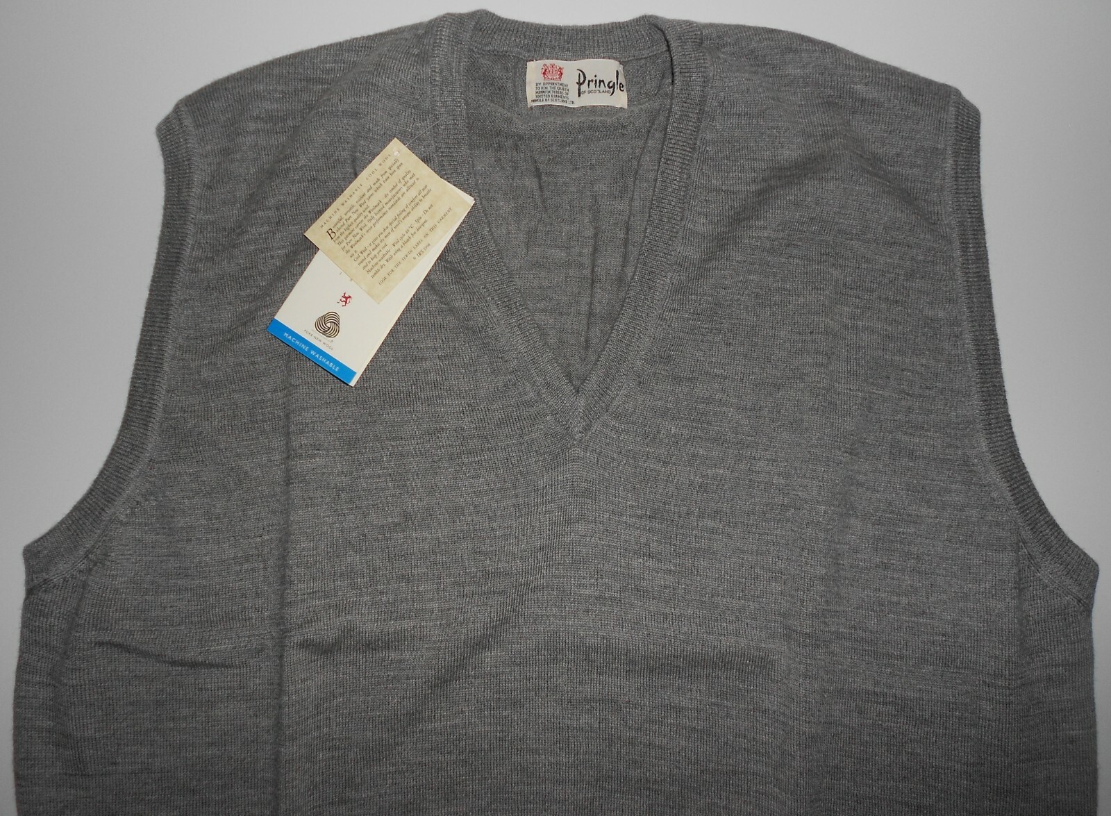 PRINGLE Scotland Mens Tank Top Sweater Flannel Woll Grey Size S RRP €88 image 4